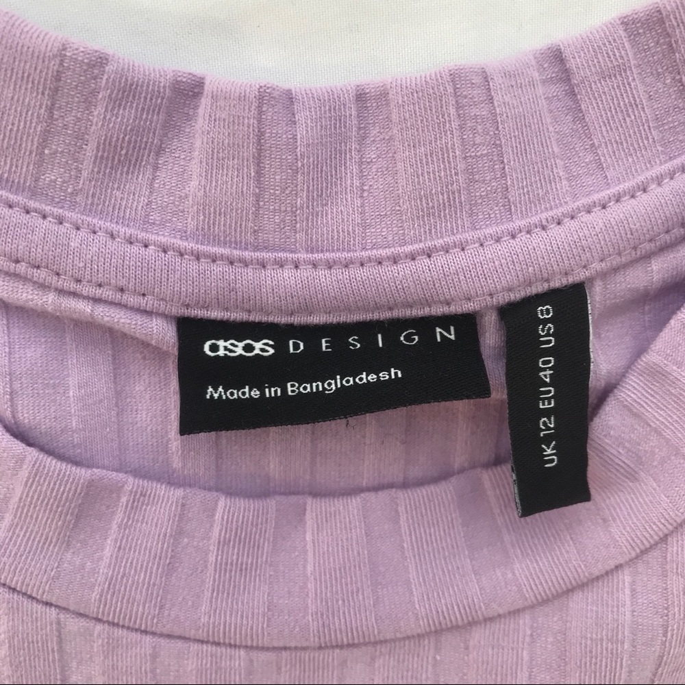 NEW ASOS Design Lavender Ribbed Tee - Picture 6 of 8